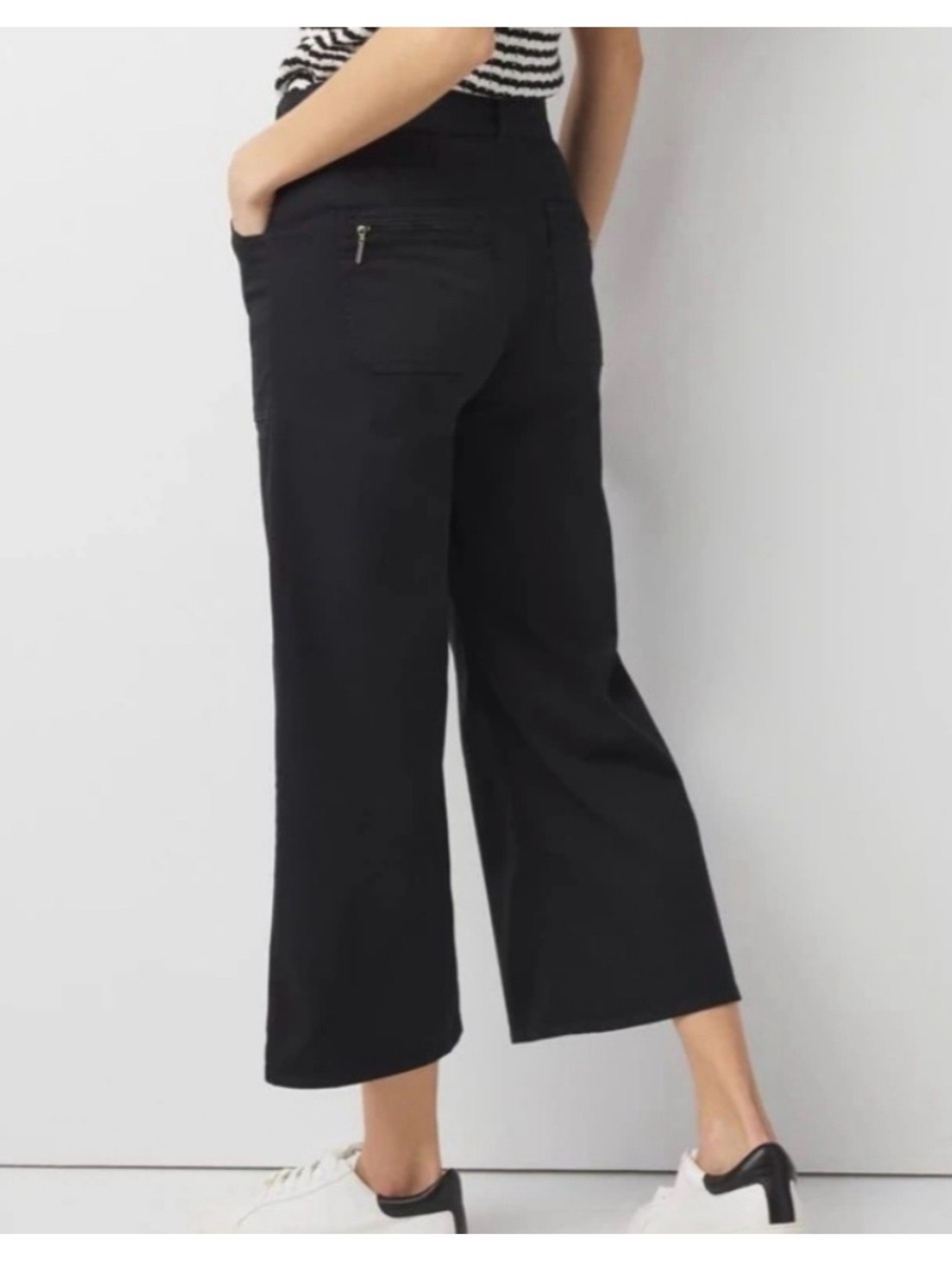 White House Black Market Black Cropped Wide-Leg Pants 10S